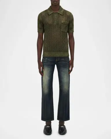 Alexander McQueen Men's Cotton Crochet Pocket Polo Shirt | Thumbnail 2