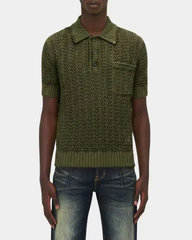 Alexander McQueen Men's Cotton Crochet Pocket Polo Shirt | Thumbnail 4