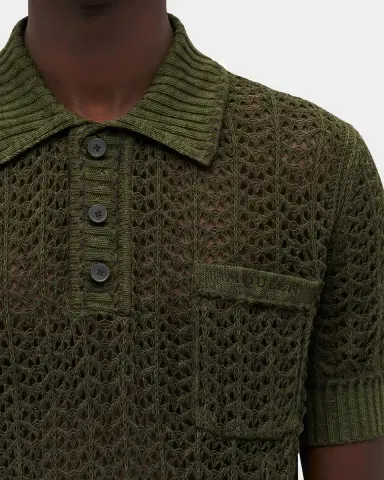 Alexander McQueen Men's Cotton Crochet Pocket Polo Shirt | Thumbnail 5
