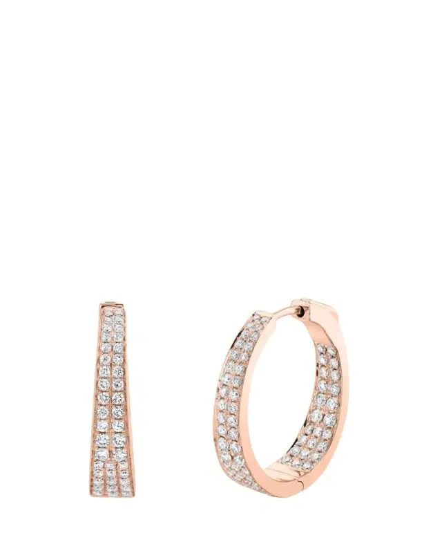 18K Rose Gold Classic Medium Diamond Meryl Hoop Earrings 18K Rose Gold Classic Medium Diamond Meryl Hoop Earrings