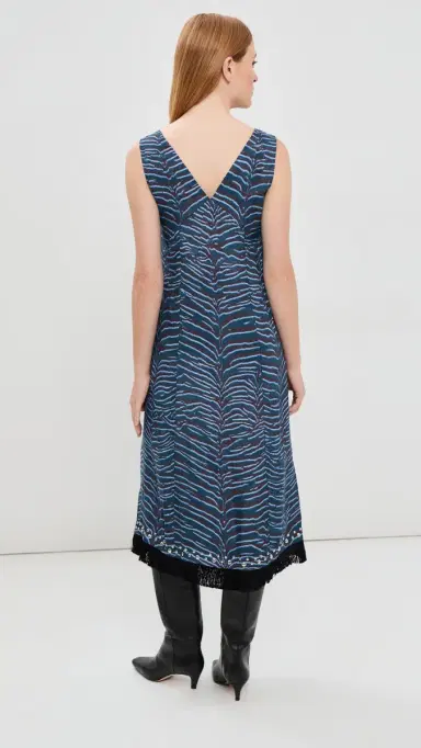 3.1 Phillip Lim Tiger Print Studded Midi Dress with Fringe | Thumbnail 3