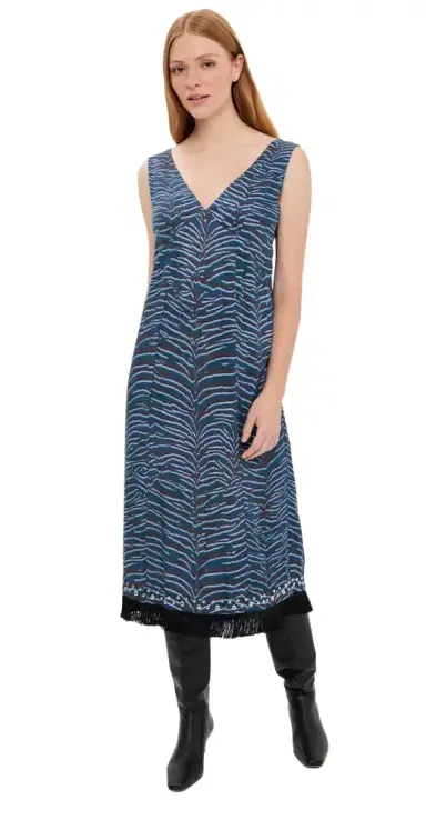 3.1 Phillip Lim Tiger Print Studded Midi Dress with Fringe | Thumbnail 1