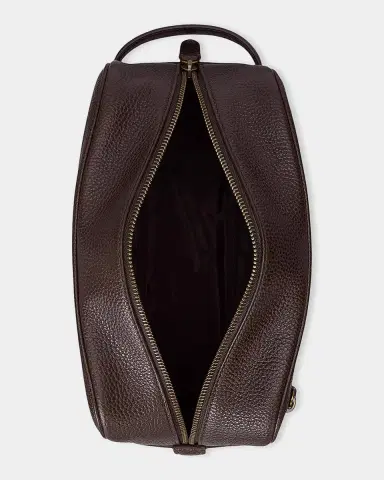 Polo Ralph Lauren Men's Medium Pebbled Leather Toiletry Bag | Thumbnail 3