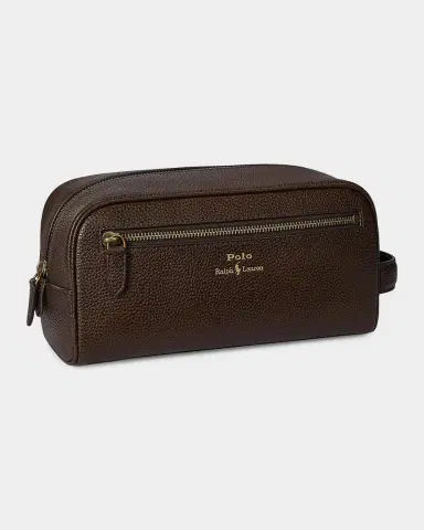 Polo Ralph Lauren Men's Medium Pebbled Leather Toiletry Bag | Thumbnail 5