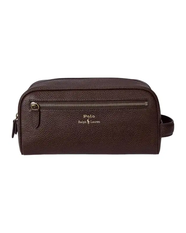 Polo Ralph Lauren Men's Medium Pebbled Leather Toiletry Bag
