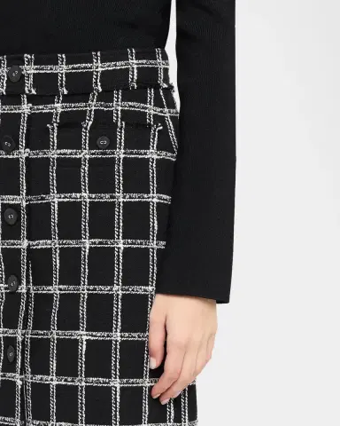 Thom Browne Windowpane Tweed Frayed Button-Front Midi Skirt | Thumbnail 5 Thom Browne Windowpane Tweed Frayed Button-Front Midi Skirt | Thumbnail 5