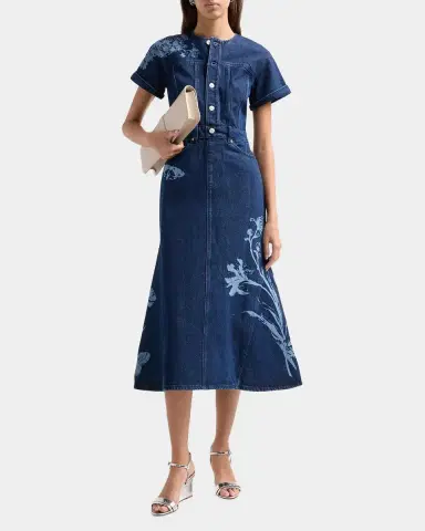 Erdem Floral Denim Midi Dress | Thumbnail 2 Erdem Floral Denim Midi Dress | Thumbnail 2