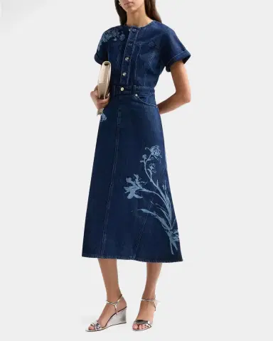 Erdem Floral Denim Midi Dress | Thumbnail 4 Erdem Floral Denim Midi Dress | Thumbnail 4