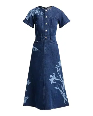 Erdem Floral Denim Midi Dress | Thumbnail 1 Erdem Floral Denim Midi Dress | Thumbnail 1