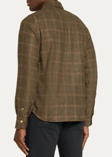 Kiton Men's Cashmere and Wool Plaid Button-Front Shirt | Thumbnail 3