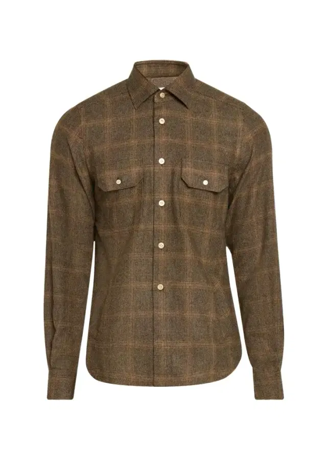 Kiton Men's Cashmere and Wool Plaid Button-Front Shirt