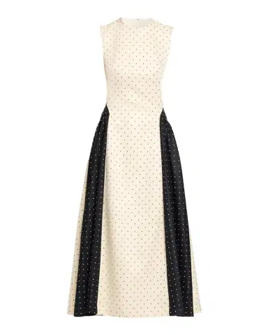 Lela Rose Sleeveless Polka Dot Jacquard Side-Panel Midi Dress | Thumbnail 1 Lela Rose Sleeveless Polka Dot Jacquard Side-Panel Midi Dress | Thumbnail 1