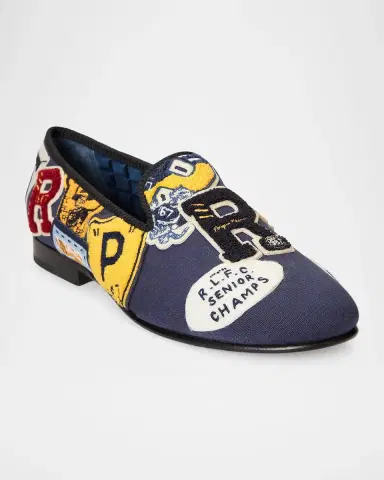 Polo Ralph Lauren Men's Paxton Logo-Patch Canvas Slippers | Thumbnail 4