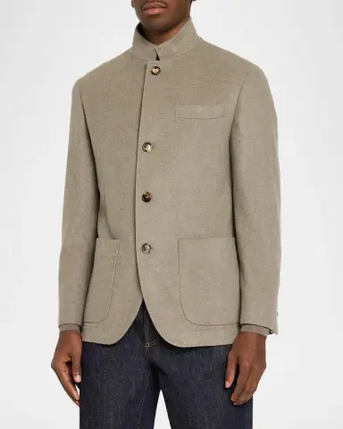 Brunello Cucinelli Men's Cashmere Nehru Jacket | Thumbnail 4 Brunello Cucinelli Men's Cashmere Nehru Jacket | Thumbnail 4