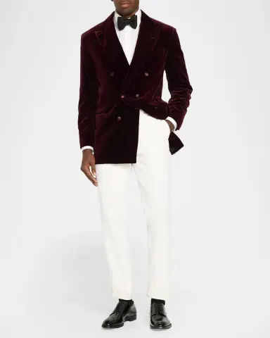 Brunello Cucinelli Men's Striped Velvet Cotton Blazer | Thumbnail 2 Brunello Cucinelli Men's Striped Velvet Cotton Blazer | Thumbnail 2