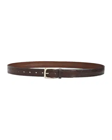 Brunello Cucinelli Men's Geometric-Embossed Leather Belt | Thumbnail 2 Brunello Cucinelli Men's Geometric-Embossed Leather Belt | Thumbnail 2