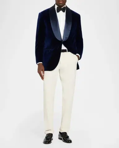 Brunello Cucinelli Men's Pinstriped Cotton-Silk Velvet Blazer | Thumbnail 2 Brunello Cucinelli Men's Pinstriped Cotton-Silk Velvet Blazer | Thumbnail 2
