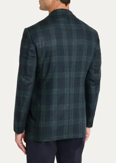 Cesare Attolini Men's Plaid Wool-Cashmere Blazer | Thumbnail 3 Cesare Attolini Men's Plaid Wool-Cashmere Blazer | Thumbnail 3