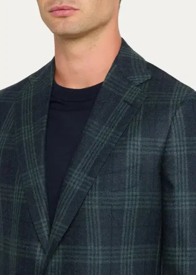 Cesare Attolini Men's Plaid Wool-Cashmere Blazer | Thumbnail 5 Cesare Attolini Men's Plaid Wool-Cashmere Blazer | Thumbnail 5