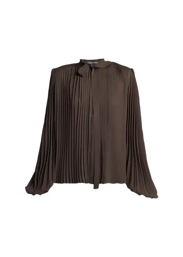 Tom Ford Pleated Balloon-Sleeve Neck-Scarf Blouse