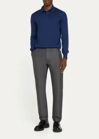 Cesare Attolini Men's Cashmere and Silk Tipped Polo Sweater | Thumbnail 2