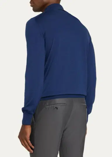 Cesare Attolini Men's Cashmere and Silk Tipped Polo Sweater | Thumbnail 3
