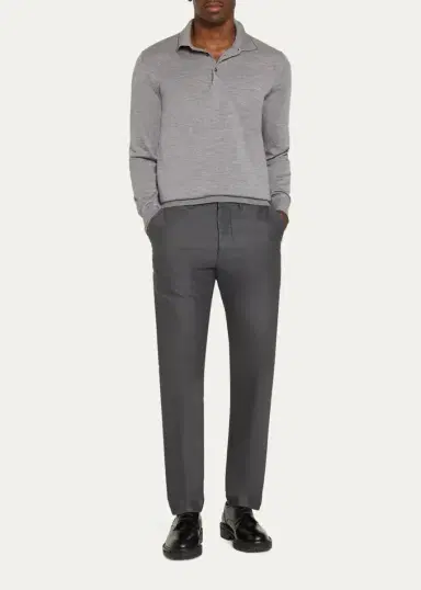 Cesare Attolini Men's Cashmere and Silk Tipped Polo Sweater | Thumbnail 7