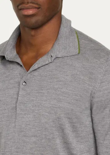 Cesare Attolini Men's Cashmere and Silk Tipped Polo Sweater | Thumbnail 10