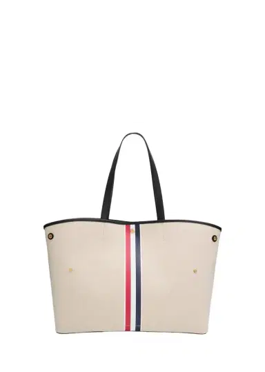 Thom Browne Tricolor-Striped Canvas Tote Bag | Thumbnail 1 Thom Browne Tricolor-Striped Canvas Tote Bag | Thumbnail 1