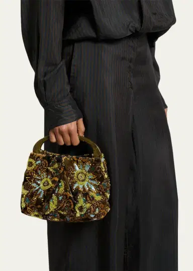 Dries Van Noten Beaded Floral Top-Handle Bag | Thumbnail 2