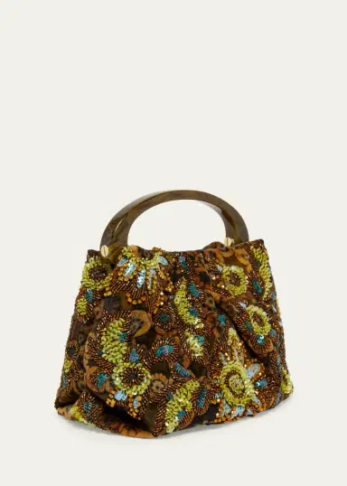 Dries Van Noten Beaded Floral Top-Handle Bag | Thumbnail 3