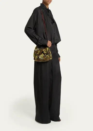 Dries Van Noten Beaded Floral Top-Handle Bag | Thumbnail 5