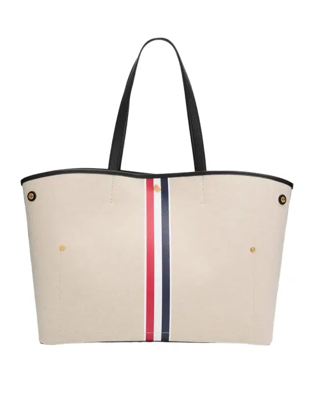 Thom Browne Tricolor-Striped Canvas Tote Bag