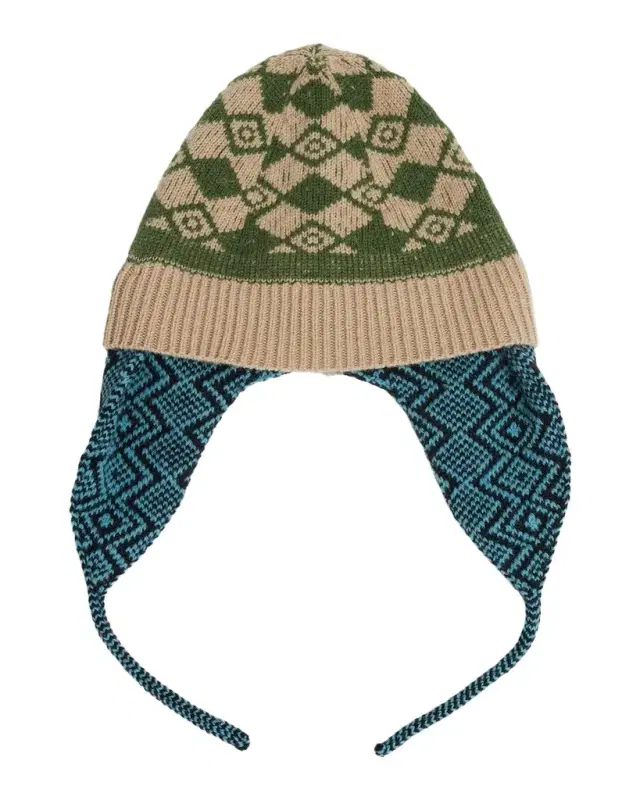 Dries Van Noten Men's Wool Knit Fair Isle Trapper Beanie Hat