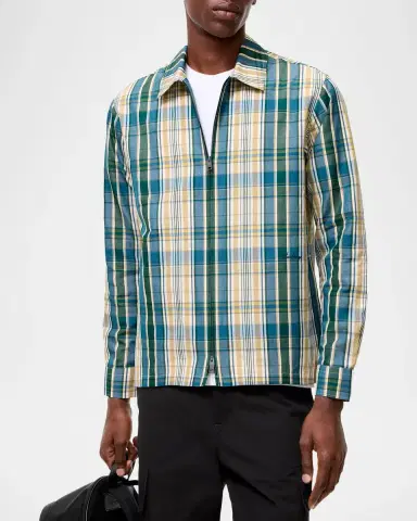 Burberry Men's Ollie Plaid Cotton-Linen Overshirt | Thumbnail 2 Burberry Men's Ollie Plaid Cotton-Linen Overshirt | Thumbnail 2