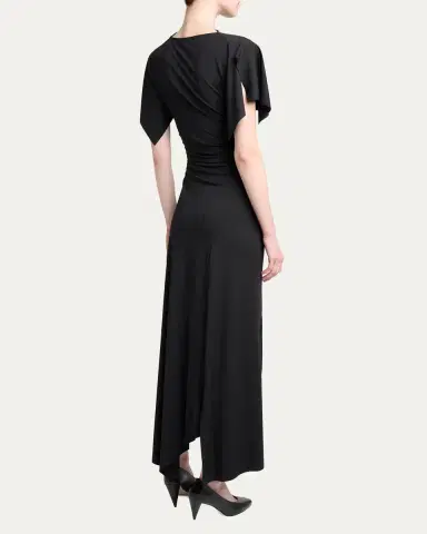 Victoria Beckham Blousey Asymmetric Short-Sleeve Midi Dress | Thumbnail 3 Victoria Beckham Blousey Asymmetric Short-Sleeve Midi Dress | Thumbnail 3