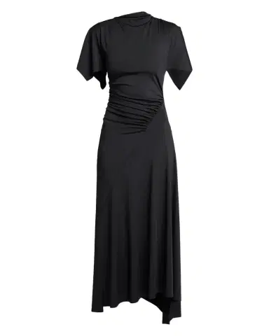 Victoria Beckham Blousey Asymmetric Short-Sleeve Midi Dress | Thumbnail 1 Victoria Beckham Blousey Asymmetric Short-Sleeve Midi Dress | Thumbnail 1