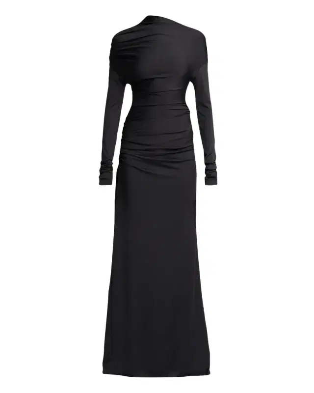 Victoria Beckham Draped Long-Sleeve Column Gown