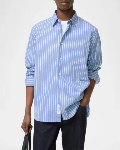 Burberry Men's Radmar Relaxed-Fit Striped Cotton Shirt | Thumbnail 2 Burberry Men's Radmar Relaxed-Fit Striped Cotton Shirt | Thumbnail 2
