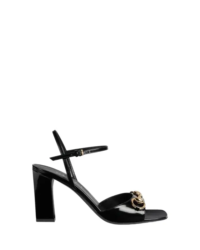 Gucci 85mm Signora Leather Ankle-Strap Sandals