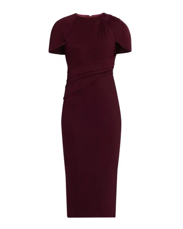 BADGLEY MISCHKA Knotted Cape-Sleeve Cocktail Dress