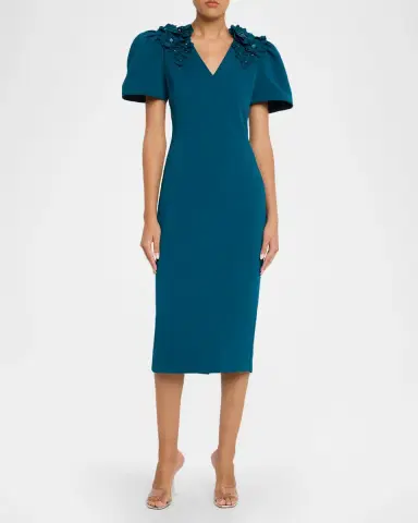 BADGLEY MISCHKA Floral Applique Bodycon Midi Dress | Thumbnail 2