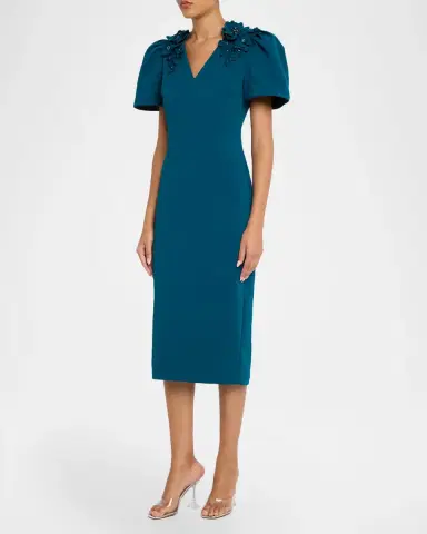 BADGLEY MISCHKA Floral Applique Bodycon Midi Dress | Thumbnail 4