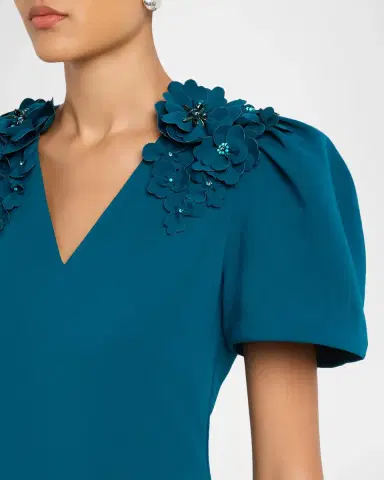 BADGLEY MISCHKA Floral Applique Bodycon Midi Dress | Thumbnail 5