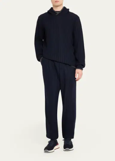 Sease Men's Brushed Jersey Wool-Cashmere Joggers | Thumbnail 2
