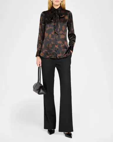 Kiton Abstract-Print Silk Button-Down Shirt With Detachable neck-tie | Thumbnail 2 Kiton Abstract-Print Silk Button-Down Shirt With Detachable neck-tie | Thumbnail 2
