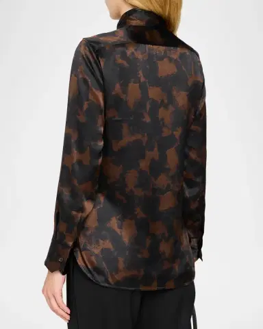 Kiton Abstract-Print Silk Button-Down Shirt With Detachable neck-tie | Thumbnail 3 Kiton Abstract-Print Silk Button-Down Shirt With Detachable neck-tie | Thumbnail 3