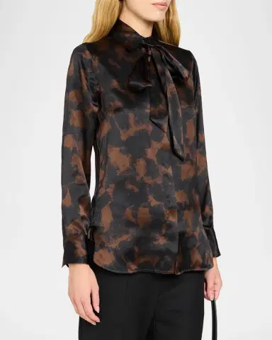 Kiton Abstract-Print Silk Button-Down Shirt With Detachable neck-tie | Thumbnail 4 Kiton Abstract-Print Silk Button-Down Shirt With Detachable neck-tie | Thumbnail 4