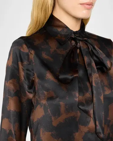 Kiton Abstract-Print Silk Button-Down Shirt With Detachable neck-tie | Thumbnail 5 Kiton Abstract-Print Silk Button-Down Shirt With Detachable neck-tie | Thumbnail 5
