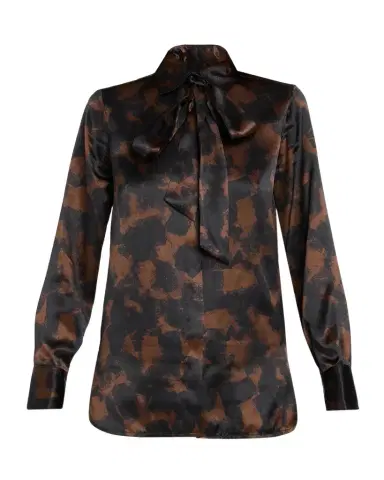 Kiton Abstract-Print Silk Button-Down Shirt With Detachable neck-tie | Thumbnail 1 Kiton Abstract-Print Silk Button-Down Shirt With Detachable neck-tie | Thumbnail 1